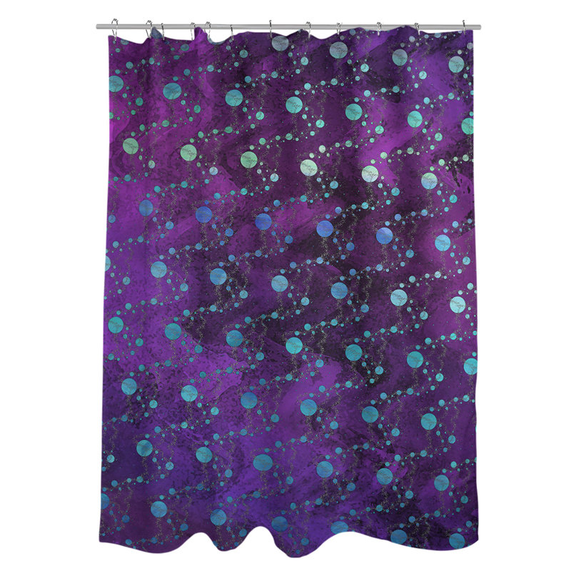 Rideau de douche simple planètes et étoiles, Mauve / Bleu