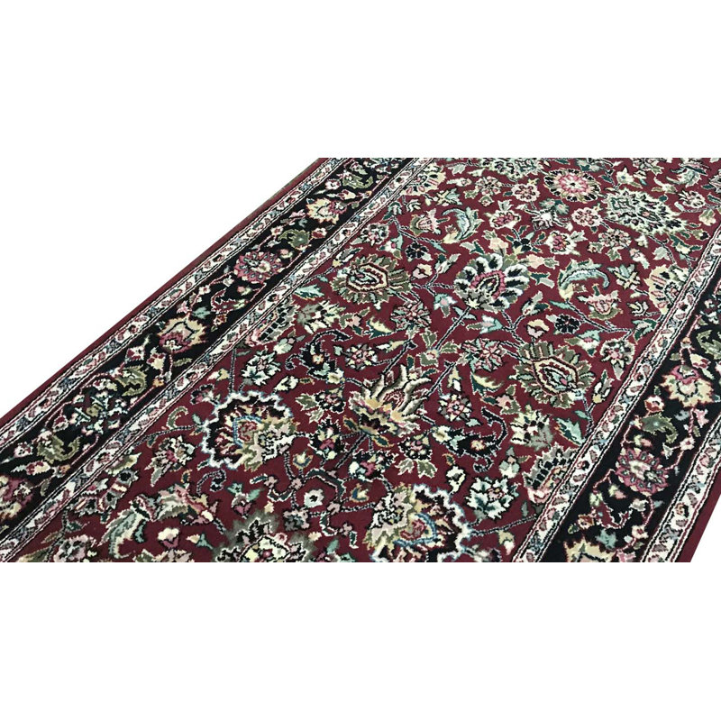 Tapis rouge et noir noué à la main de haute qualité