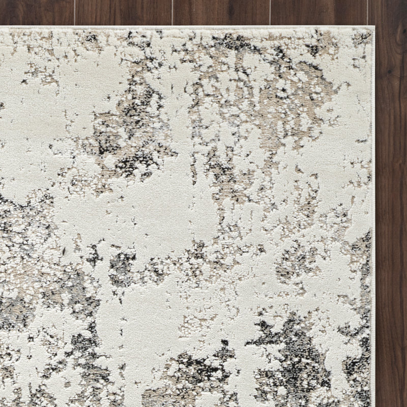 Tapis abstrait Haldon, Beige/Black, Runner 2' x 6'