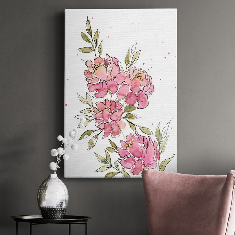 Aquarelle, fleurs I sur toile, H 27 po x l 18 po x P 1 po