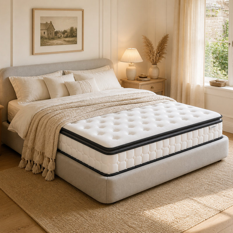Pocket Spring Mattress with Enhanced 4-Side Foam Edge Support 7-Zone Support & Sleep Cooler, Medium Firm, Small Double (4')