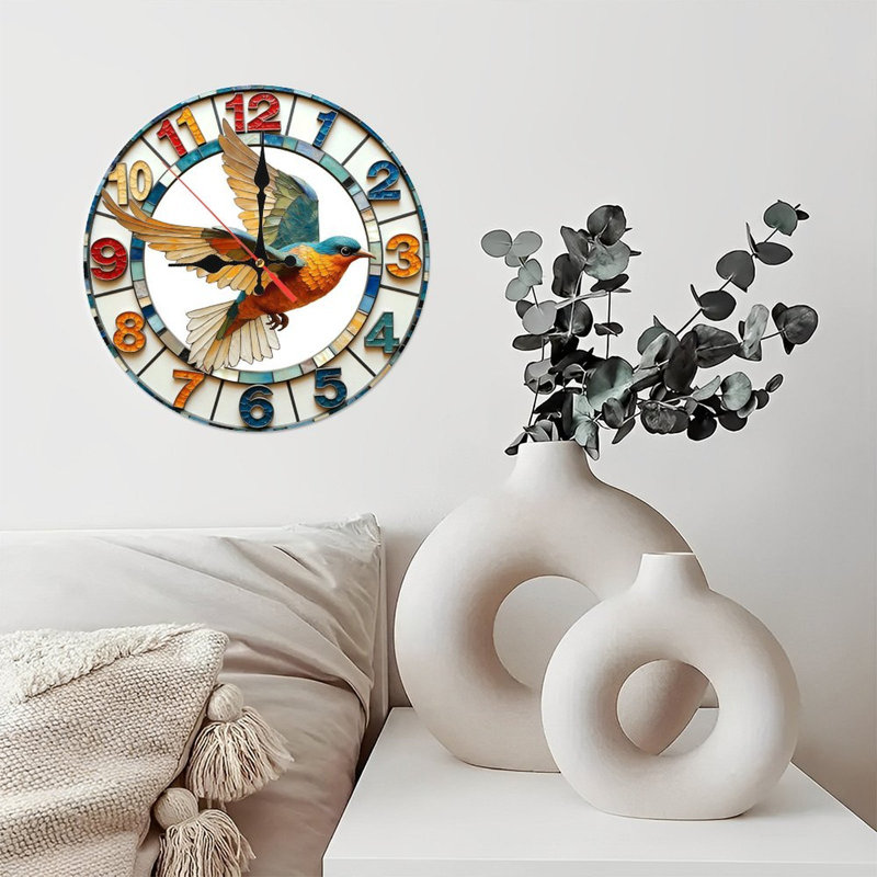Horloge murale oiseau coloré pour la maison