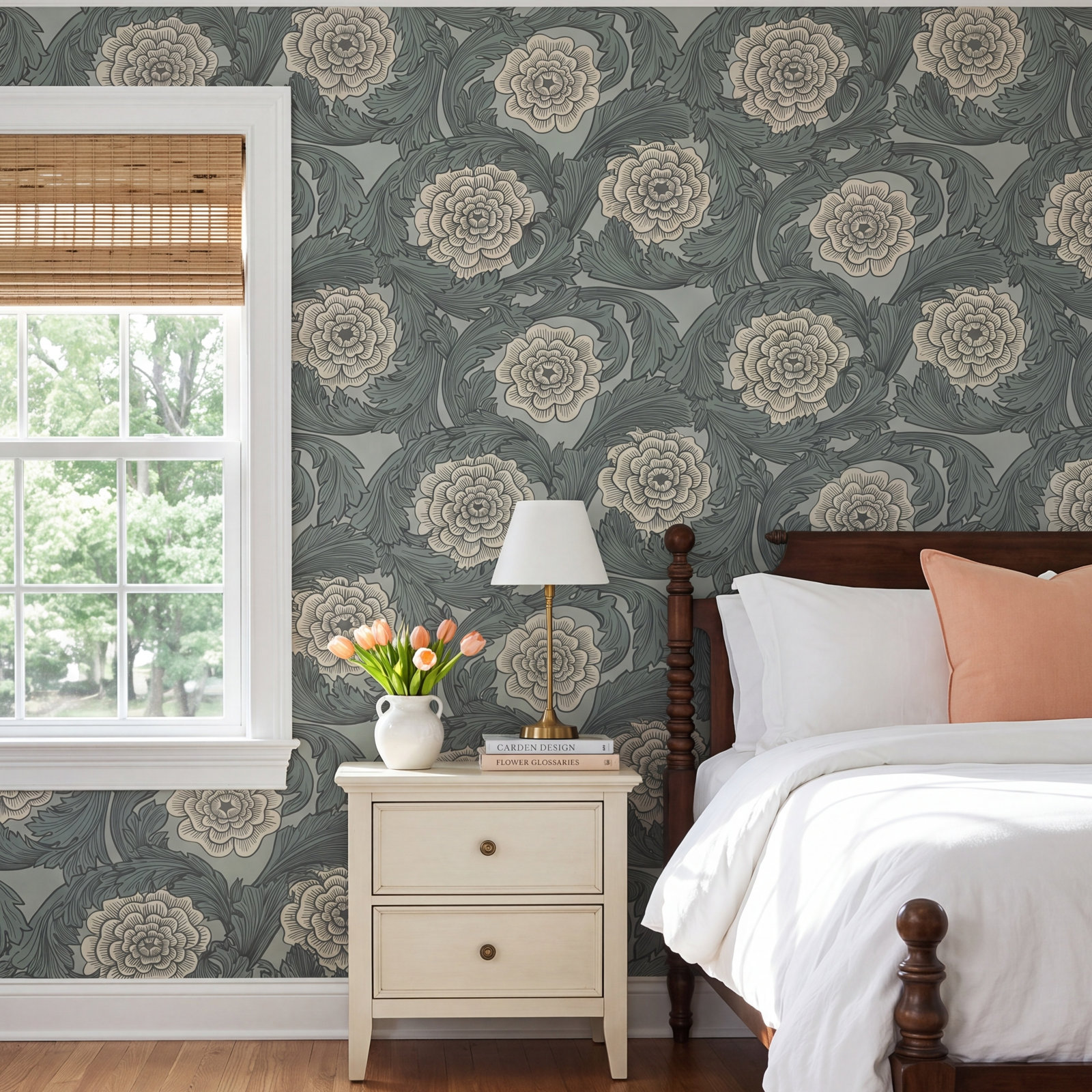 Galerie Wallcoverings Blomstermåla Wallpaper Roll, Light Gray