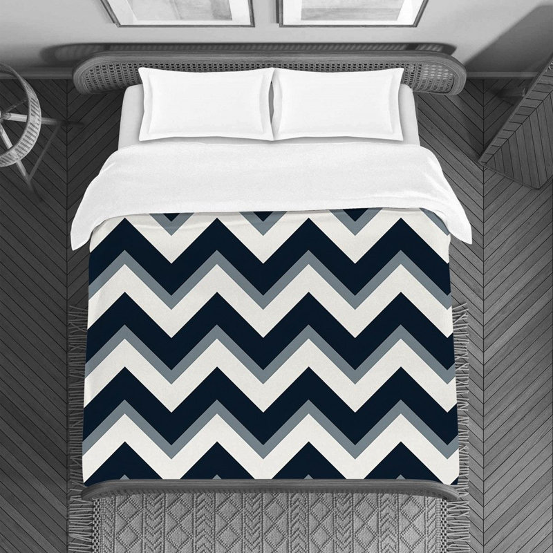 Housse de couette Jozephine, Housse de couette pour lit simple, Noir et bleu marine