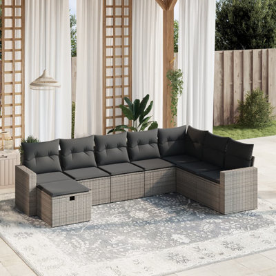 Ensemble de canapé de jardin en rotin de polyester Vidaxl, acier thermolaqué grand