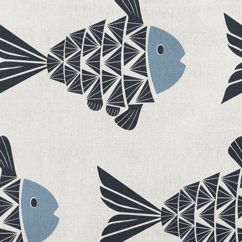 Fish Tales Pillow Cover & Insert PAN426, Dusty Smoke, 14" x 20"