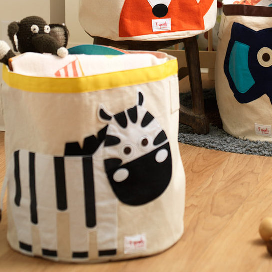 3 Sprouts - Canvas Storage Bin - Laundry and Toy Basket for Baby and Kids - Zebra