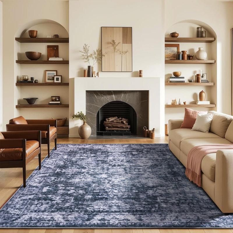 Straub Washable Rug Big Vintage Rug Traditional Mat Distressed Indoor Foldable Thin Rug Retro Accent Rug Floral Print Rug Non Slip Carpet Living Room Dining Room Office