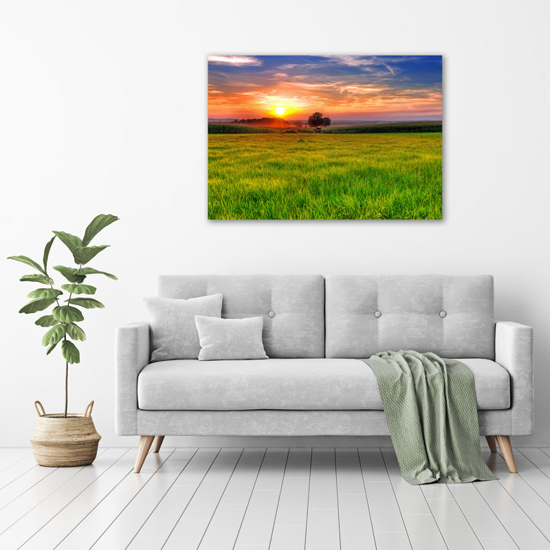 Sunset Meadow - No Frame Print on Glass
