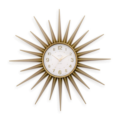 Acctim Stella Wall Clock Sunburst StarBurst Quartz Retro Spoke Sprayed 43cm