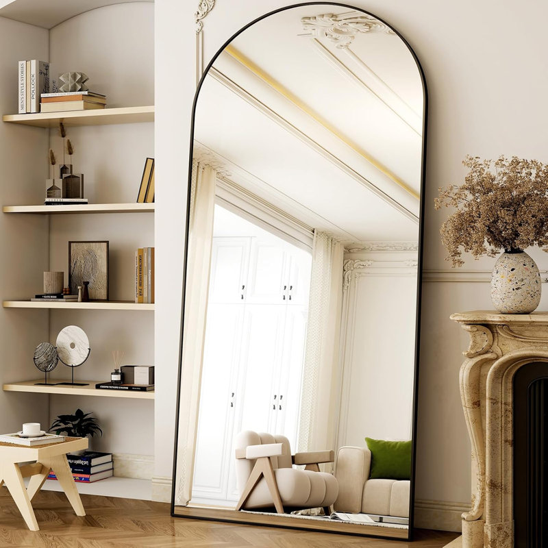 Arched Full Length Mirror With Aluminum Alloy Frame - Large Floor Mirror For Bedroom, Living Room, Dressing Room - Distortion-Free Reflection, Wall Mount Or Lean Against Wall