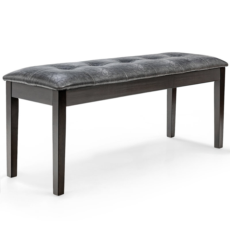 Ouarzazate Faux Leather Upholstered Bench, Grey