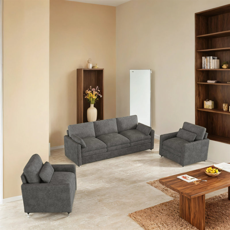 Très grand ensemble de canapé à double coussin, Noir