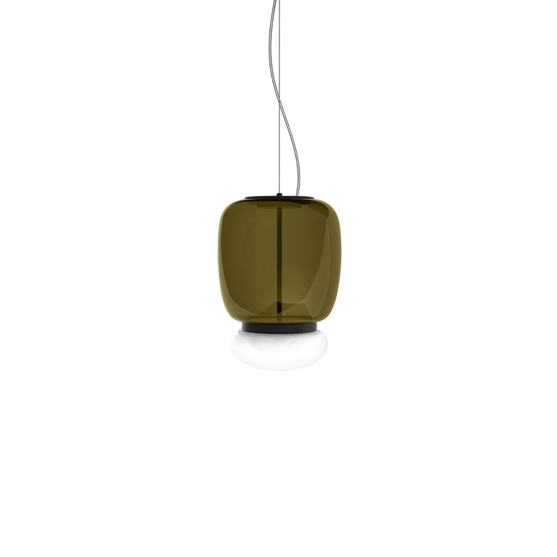 Faro 1 - Light Pendant, 95" H x 11.5" W x 11.5" D, White/Old Green, Matte Black