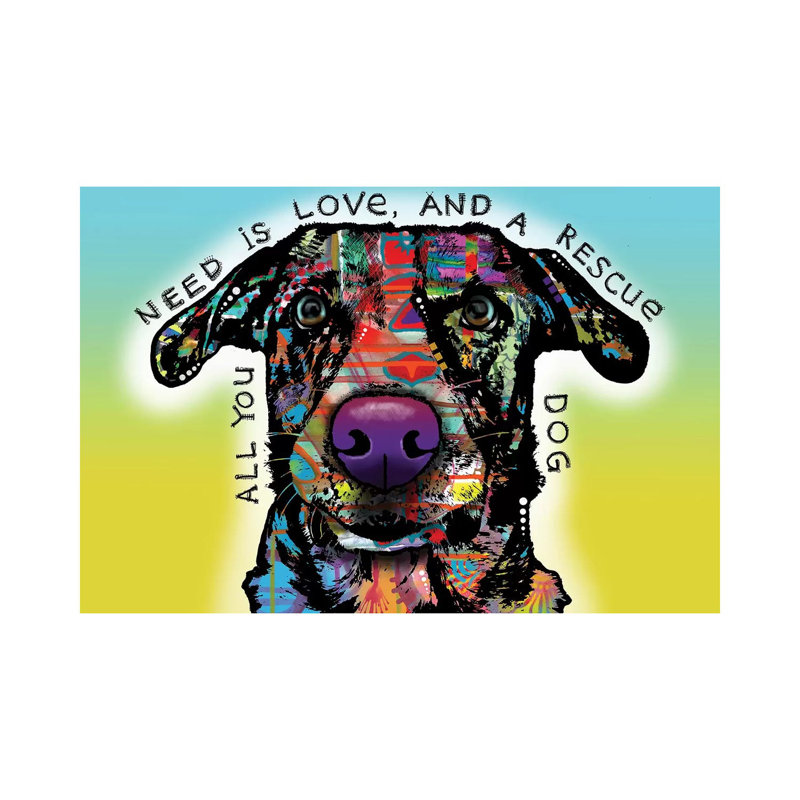 Amour et sauvetage par Dean Russo - impression d'art graphique, H 32 po x l 48 po x 1,5 po, Toile tendue, Pas de tapis