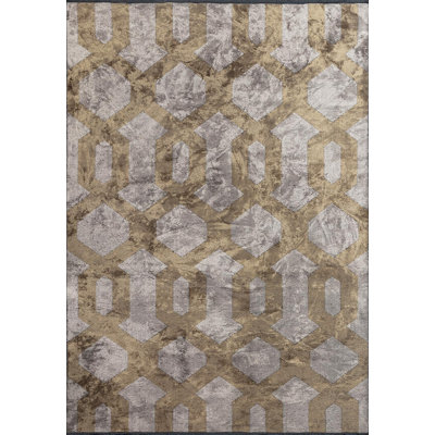 Transition Trellis Gray Brown Area Rug