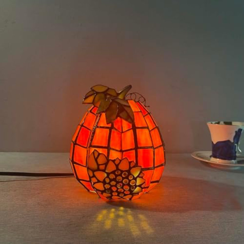 Lampe de table citrouille en verre coloré Tiffany