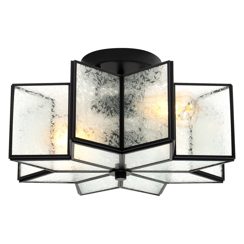 Aireona 2 - Light 41cm Unique/Statement Star Semi Flush Mount Light, Black