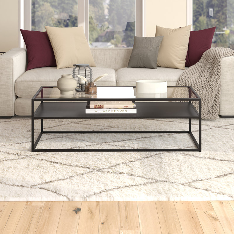 Frame Coffee Table with Storage, 17" H x 46" x 20" D