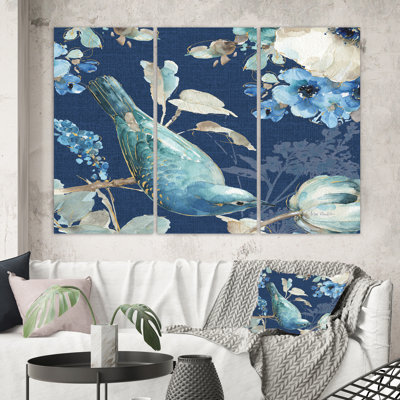 Farmhouse «Indigold Bird Cottage Family IV», peinture à multiples images sur toile