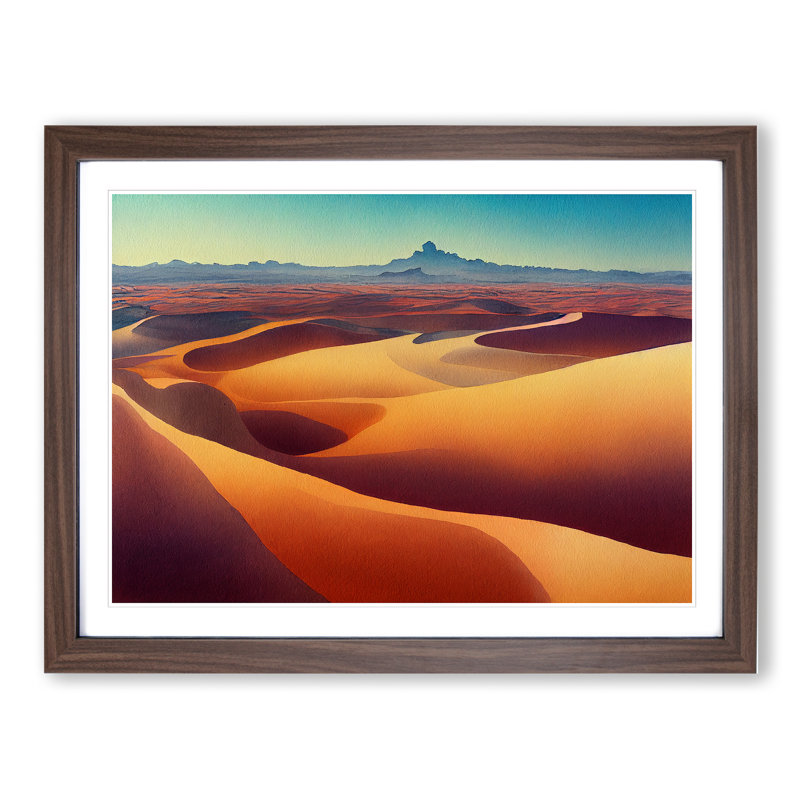 Desert View Vol.1 1 Piece Single Picture Frame Wall Art, 25cm H x 34cm W x 2cm D, Walnut