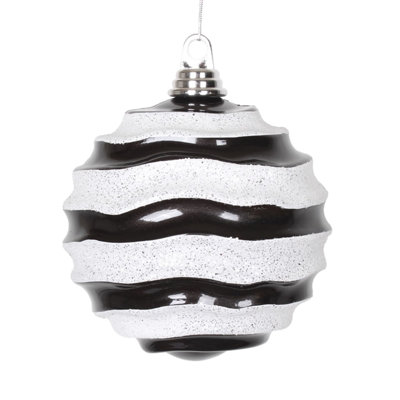 Ornement de Noël boule rayée et scintillante