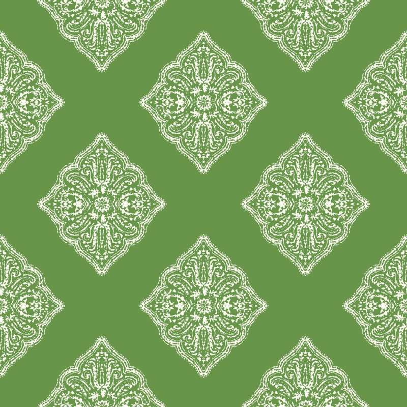 Rouleau de papier peint Alez, Vert moyen / blanc