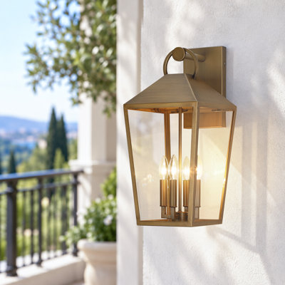 Ailee 21.5in-4 Light Brushed Brass Outdoor Wall Lantern Light