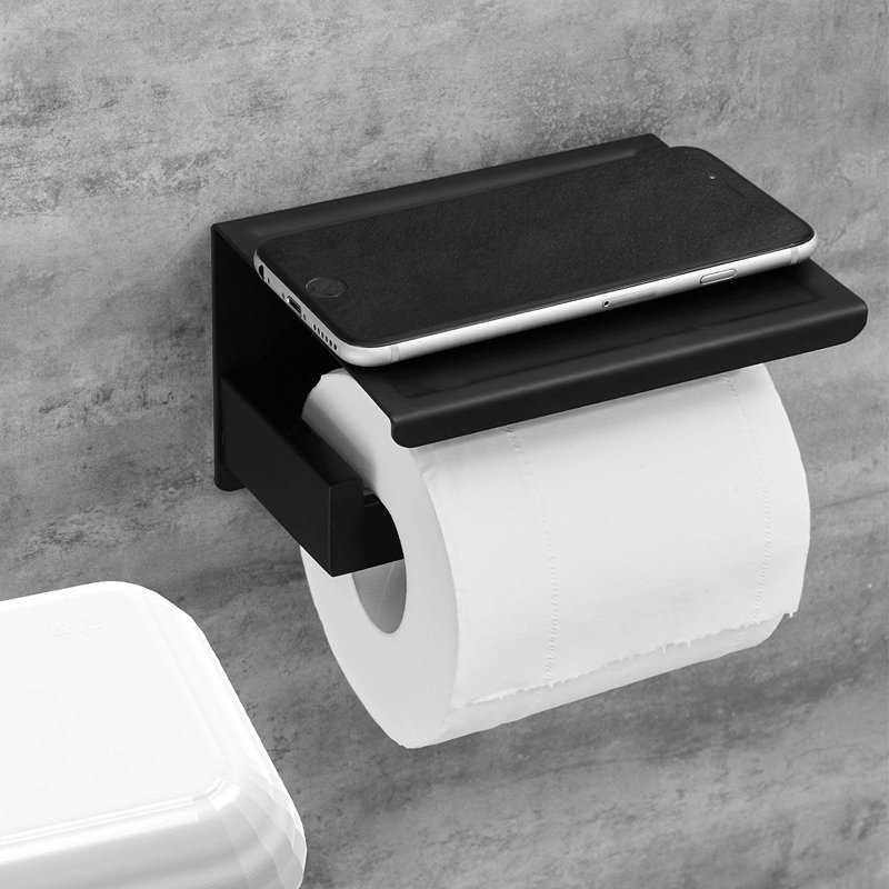 Beetner Wall Mounted Toilet Paper Holder, Matte Black