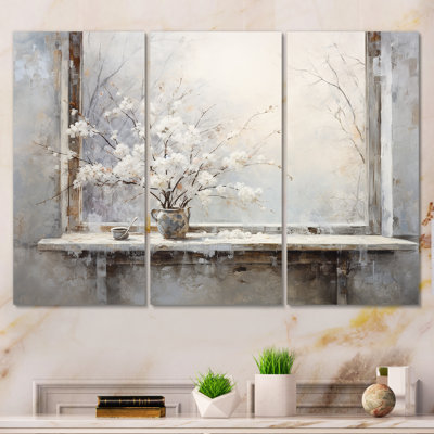 Neige près de l'hiver, vue de fenêtre 1 - Japon, art mural