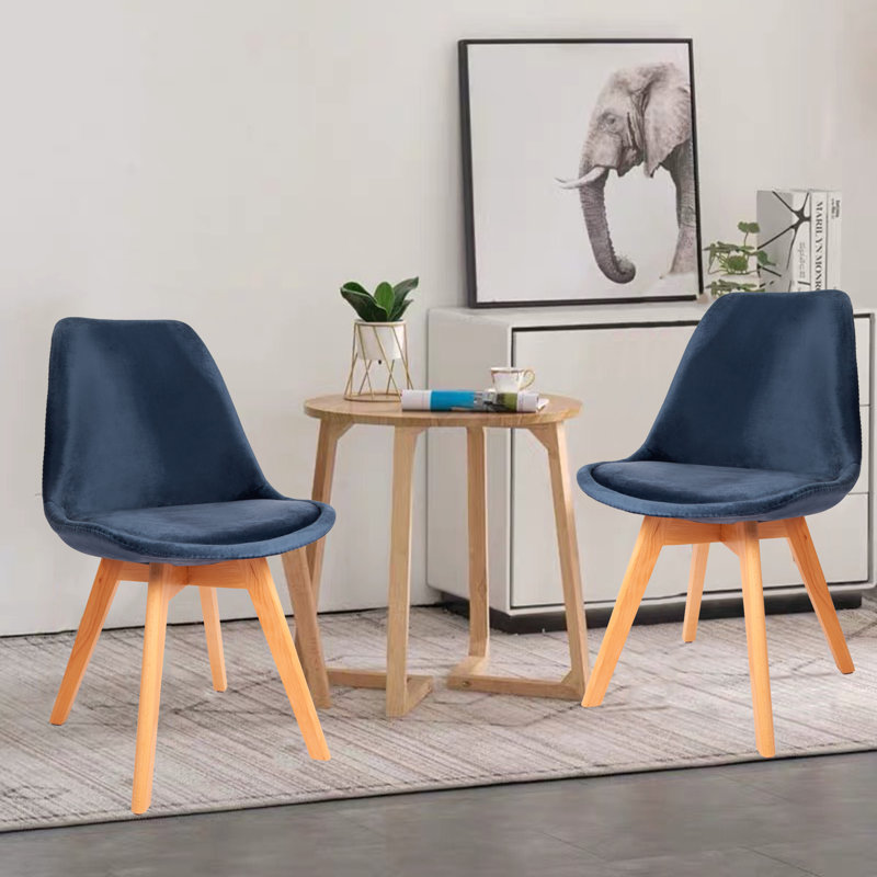 Devries 45cm H Velvet Upholstered Side Chair, Blue