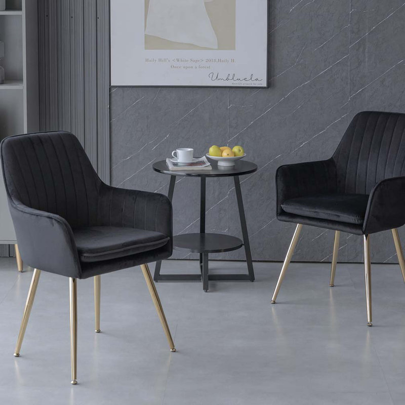 Chaises d'appoint avec pieds en métal, Noir