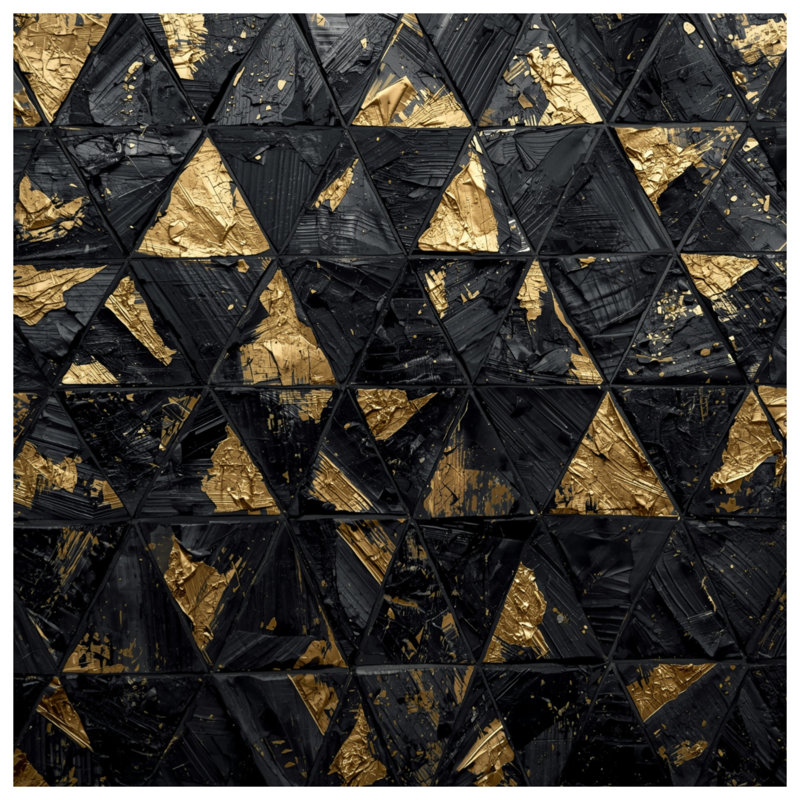 Black Gold Triangular Texture Duvet Covers, Queen