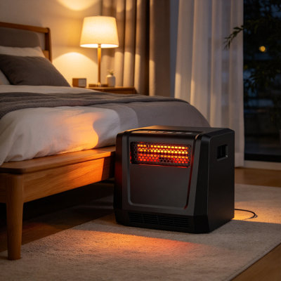 Chaufferette portative en céramique 1500W PTC, chauffage rapide, thermostat réglable, oscillation large, protection contre le basculement et la surchauffe, noir
