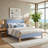 Scandinavian Channel-Tufted Upholstered Bedwith Solid Wood Frame, Queen, Blue Linen-28691558-28691553