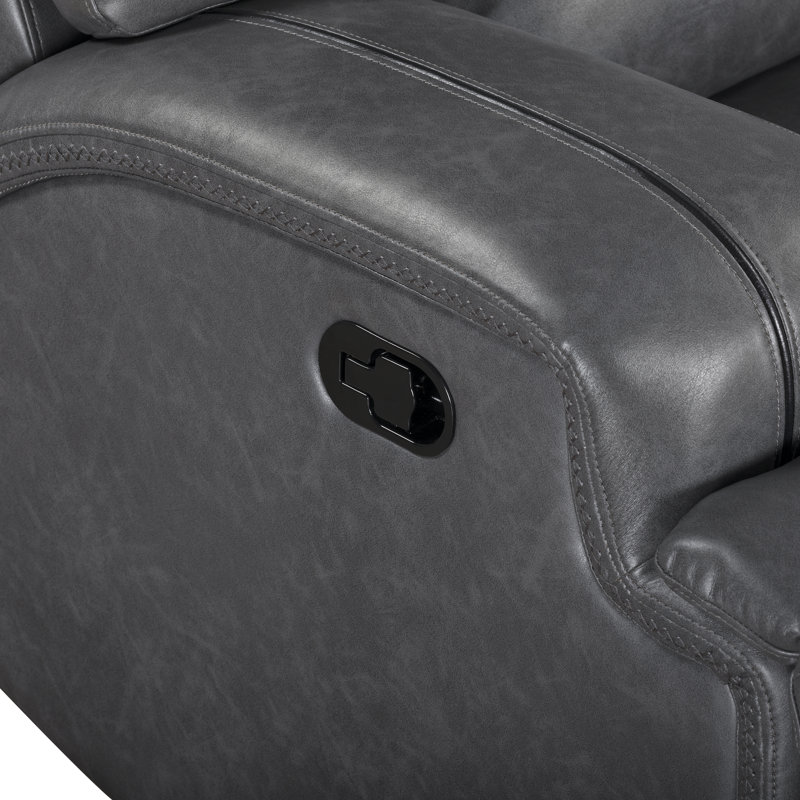Fuchs Loveseat With Dual Recliners Gray, Manual, Manual - Push Button