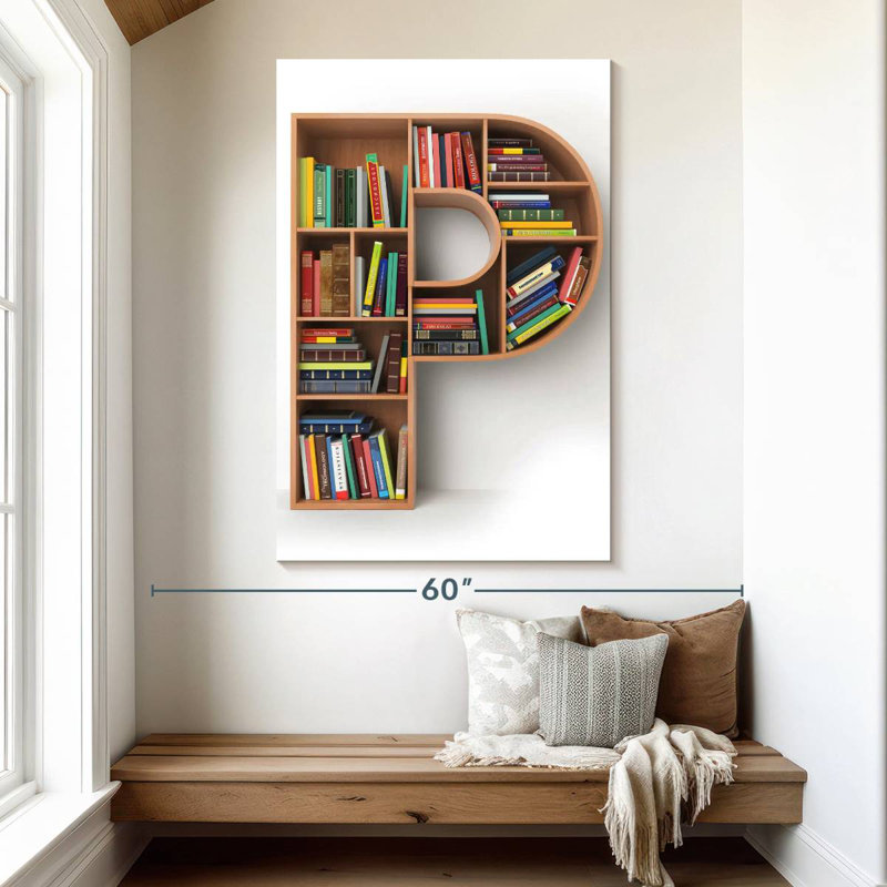 Keiri Letter P Bookshelf, 51" H x 34" W