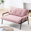 53 po, beige, rose, noir, mélange, conception à boutons, structure en métal, coussin rembourré en éponge 2 places de style moderne, loisirs à la maison