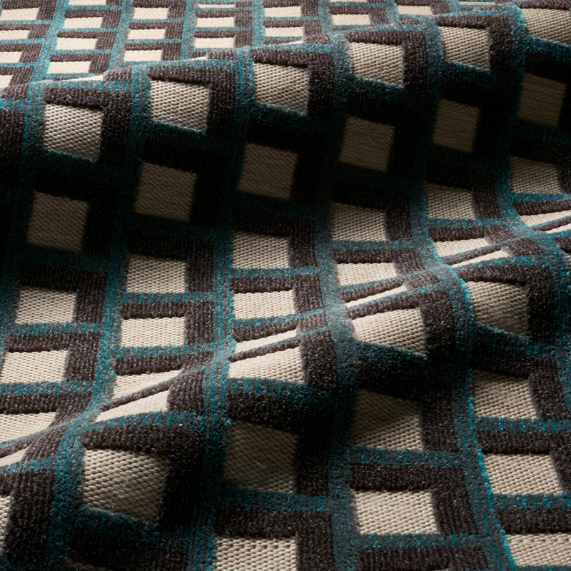 Tapis géométrique bleu Aveline ALI07 (229 cm x 290 cm), Rectangle 9 pi 6 po x 7 pi 6 po