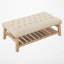 Table basse rectangulaire avec repose-pieds capitonnée, banc rembourré avec garniture cloutée et tablette de rangement inférieure à lattes-335645345