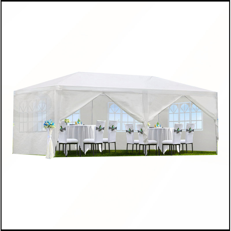 Pavillon de jardin extérieur 10 x 20 pi avec 6 parois latérales amovibles, Blanc