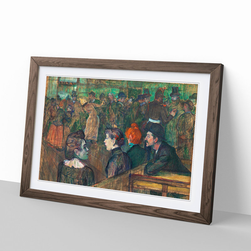 Moulin De La Galette Vol.1 by Henri de Toulouse-Lautrec - Picture Frame Painting, 27cm H x 36cm W x 2cm D, Walnut Framed