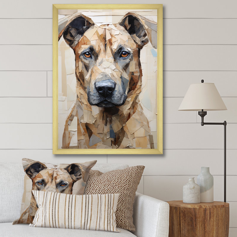 " Belgian Malinois Handsome Portrait ", 32" H x 16" W x 1" D, Gold Single Picture Framed