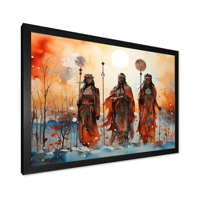 Iroquois Native Expression sur toile, Cadre simple noir, H 30 po x l 40 po x P 1,5 po