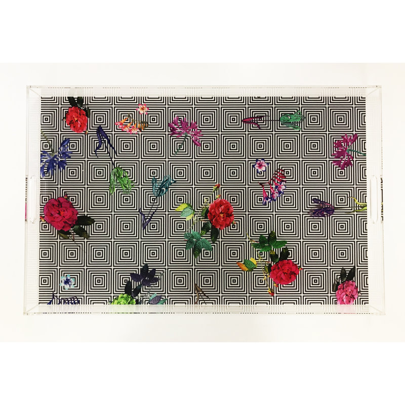 Florals at Their Feet Acrylic Rectangle Decorative Tray