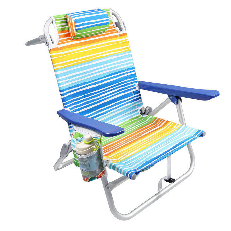 Chaises de plage Berget, chaise de camping pliante robuste, Bleu / orange / vert