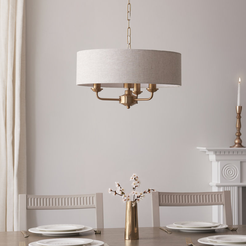 Landover 3-Light Chandelier finished in Vintage Brass and Natural