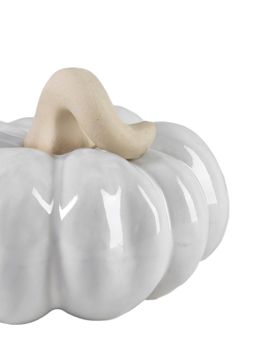 White Ceramic Pumpkin Holiday Figurine