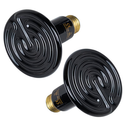 Simple Deluxe 100W Ceramic Heat Emitter Reptile Heat Lamp Bulb No Light Emitting Brooder Coop Heater for Amphibian Pet & Incubating Chicken, 2-Pack