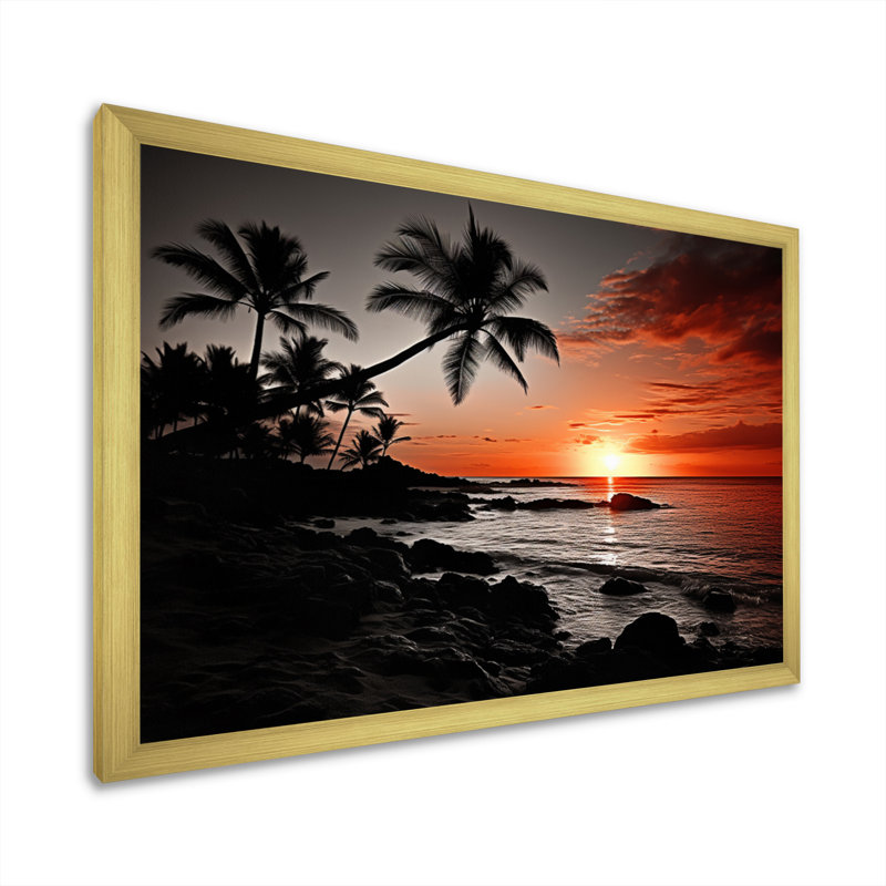 Hawaii Sunset Serenade I - Art mural d'Hawaï, H 30 po x l 40 po x P 1,5 po, Cadre doré simple